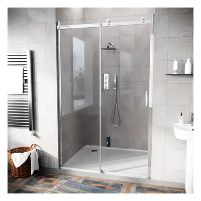 Merton 1000mm Frameless Sliding Shower Enclosure 8mm Clear Tempered Glass