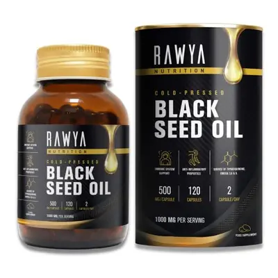 Black Seed Oil - Softgel Capsules, RAWYA, Premium Cold-Pressed Nigella Sativa, Pure Black Cumin 