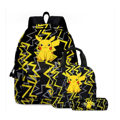 (02, 3PCS) PokÃ©mon Pikachu Backpack Lunch Bag Pencil Case Set Kids Gift