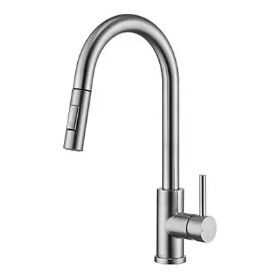 Tohlar Kitchen Sink Mixer Tap with Pull Out Sprayer, Modern Stainless Steel Single Handle Pull D