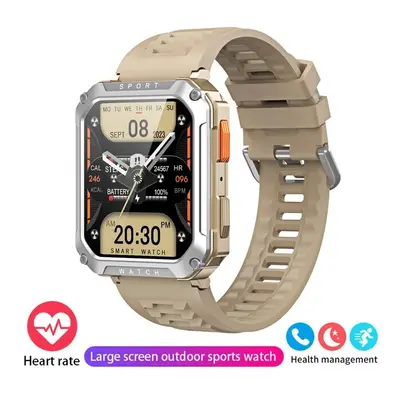 (Yellow) Rugged Military Men Smart Watch For Android IOS Ftiness Watches IP67 Waterproof