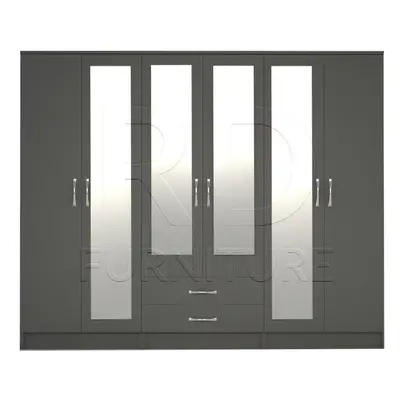 Ready assembled Classic Door Mirror Wardrobe Grey