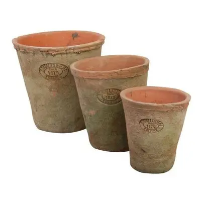 Esschert Design AT01 x x 17cm Aged Terracotta Round Pots (Set of 3)