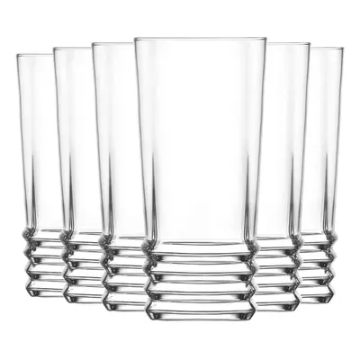 12x Elegan Highball Glasses Set Ridged Drinking Glass Tumbler Tumblers 335ml