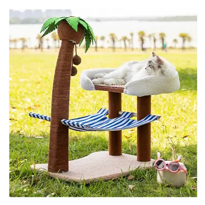 Coconut Cat Tree with Hammock and Sisal Perch