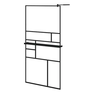 (black, x cm/pattern 2) vidaXL Walk-in Shower Wall Bath Enclosure with Shelf ESG Glass and Alumi