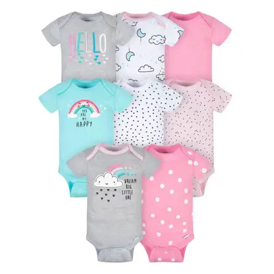 Gerber Baby Girl's 8-Pack Short Sleeve Onesies Bodysuits Clouds Months