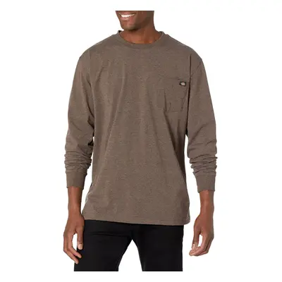 Dickies mens Dickies Men's Long Sleeve Heavyweight Crew Neck Work Utility T Shirt Chocolate Brow