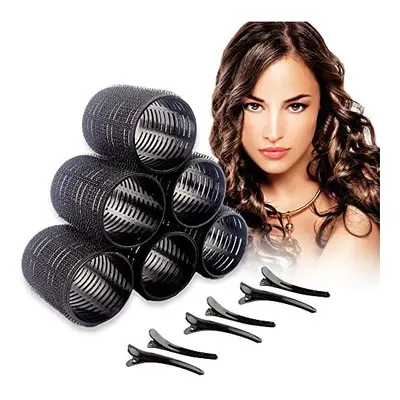 6PCS Heatless Hair Rollers with Clips- Self Holding Velcro Curlers for Long Hairs-Gripping Stick