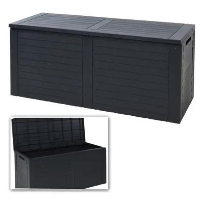 270L Large Black Outdoor Cargo Garden Storage Box Plastic Container Chest & Lid