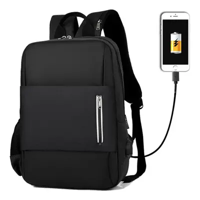 (Black) Travel Laptop Backpack Waterproof Campus Casual Backpack with USB Charging Port For Unde