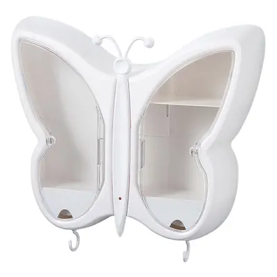 (White) Waterproof Butterfly Shape Punch-Free Cosmetic Storage Box for Bathroom Kitchen Storage 