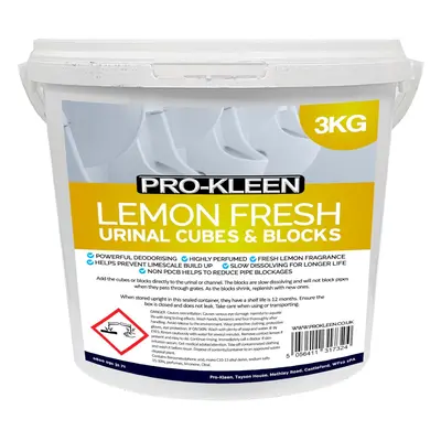 Pro-Kleen Urinal Channel Blocks 3KG - Lemon Fragrance - Non PDCB - Slow Dissolving - Day Control