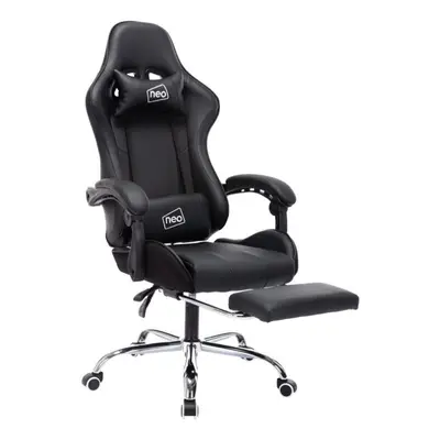 Black Leather Gaming Racing Recliner Chair With Footrest