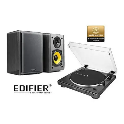 Audio-Technica AT-LP60 Turntable and Edifier R1010BT Active Bluetooth Speaker Package Exclusive 