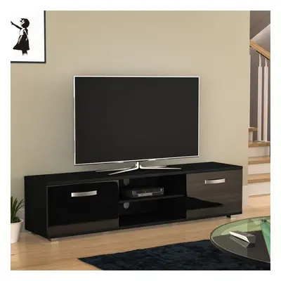 (Black) Cosmo Door TV Stand Shelf Cabinet Display 160cm