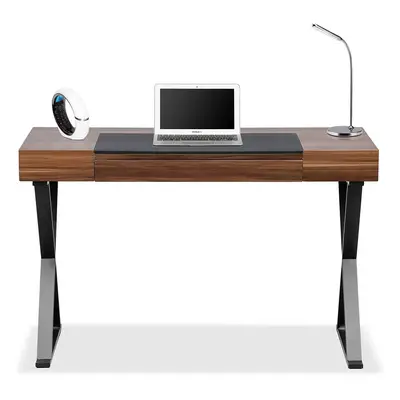 Homeology ADONIS Walnut with Matte Black Legs Ergonomic Home Office Luxury Desk