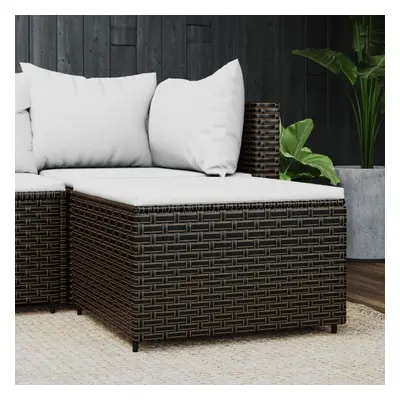 vidaXL Patio Footrest with Cushion Brown Poly Rattan