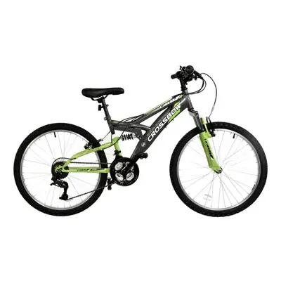 DRB Crossbow Mountain Bike Junior Full Suspension 24" Wheel Grey Green