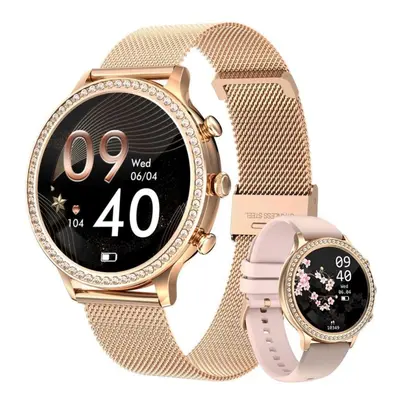 (Pink, Mesh belt silicone belt) LIGE New Fashion Smart Watch Ladies Bluetooth Call Blood Pressur