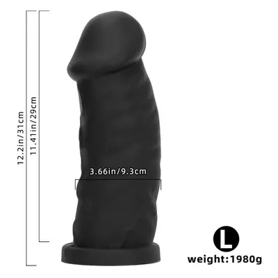 (black, L) Silicone Extra Large Black Dildo Butt Plug Fisting Sex Toy Masturbator Big Dick Reali