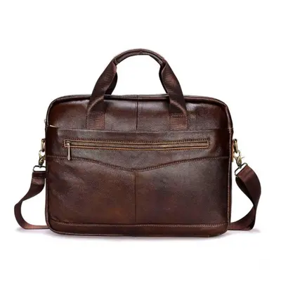 (brown, 40cm * 7cm * 28cm) Men&apos;s Bag First Layer Cowhide Retro Handbag Zipper Horizontal Br