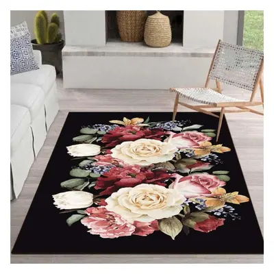 (160*200cm) 1pcs Anti Fatigue Kitchen Rugs Romantic Roses Print Waterproof Non-slip Thick Cushio