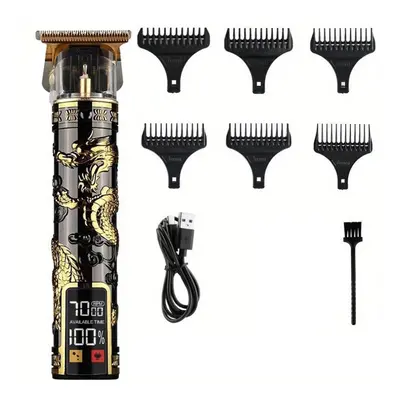 (as the picture, LJP5) Dragon Pattern Electric Hair Clipper - Professional Salon Grade Clipper F