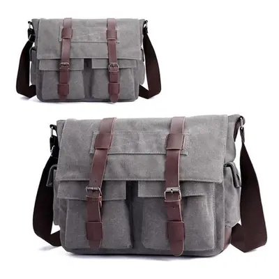 (grey) Men&apos;s Vintage Canvas Bag Men Casual Crossbody Bag For Men Messenger Bag Man Travel S