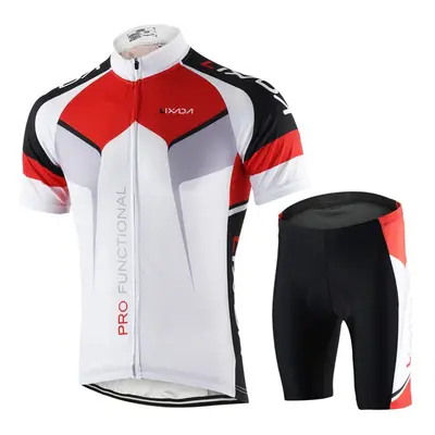 (white, S) Men Breathable Quick Dry Comfortable Clothing Set With Short Sleeve Jersey Padded Sho