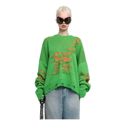 (green, M) Women&apos;s Fashion Personality Loose Jumper Casual Loose Slouchy Sense Of Colour Bl