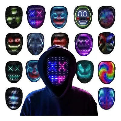 LED Mask Gesture Transforming Face LED Digital Light Up Mask Halloween