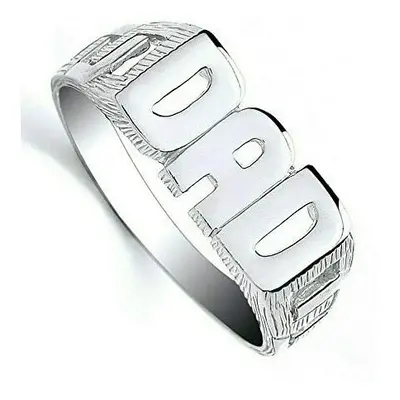 (T) Sterling Silver DAD Ring Hallmark British Made Fathers Day