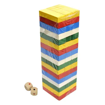 51 Pcs Colour Wooden Blocks Tower Stacking Game Classic Tumbling Jenga Building