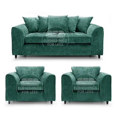 (Teal, Seater + x Armchair) Monaco Chenille Fabric Sofa Set Range