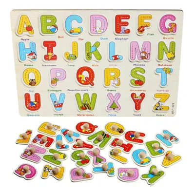 () Colorful Wooden Alphabet/Math/Number Jigsaw Puzzle Toy Intelligence Early Education Toys