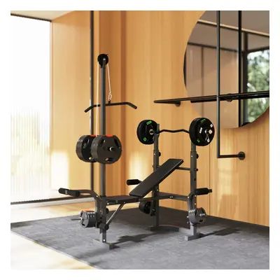 SPORTNOW Multi-Exercise Incline or Flat Weight Bench with Bench Press Rack