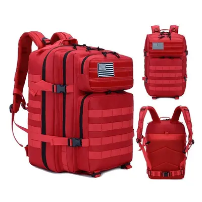 (Red) 50L Man/Women Hiking Trekking Bag Military Tactical Backpack Army Waterproof Molle Bug Out