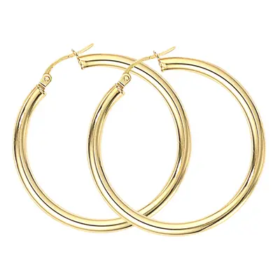 Jewelco London Ladies 9ct Yellow Gold Classic Polished Hoop Earrings - 35mm - ENR02471