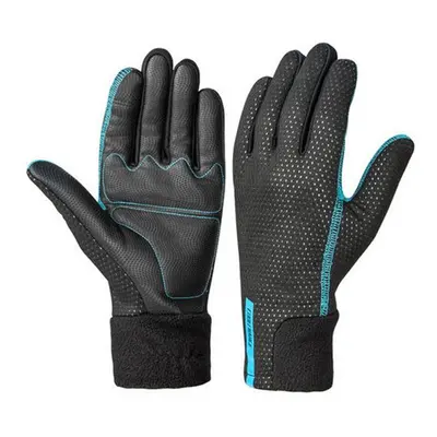 (Black+Blue, 3XL) Cycling Gloves Winter Thermal Windproof Full Finger Anti-Slip Touch Screen Bik