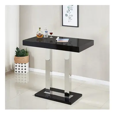 Caprice High Gloss Bar Table Rectangular Glass Top In Black