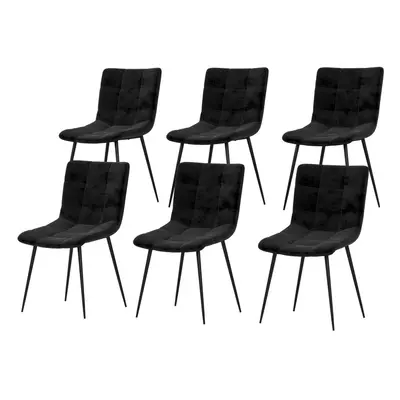 (Black, 6) Richton Velvet Dining Chair Set Kitchen Home Room