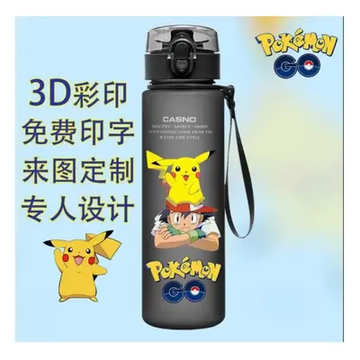 (D) 560ML Pokemon Anime Water Bottle Pikachu kawaii kids Portable Plastic Water Glass