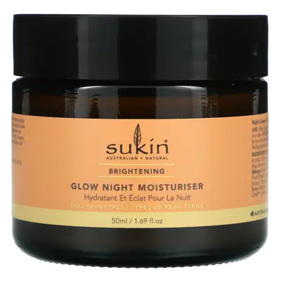 Sukin, Glow Night Moisturiser, Brightening, 1.69 fl oz (50 ml)