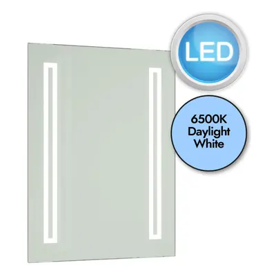 Battery Operated LED Illuminated Bathroom 600mm Strip Rectangular Mirror