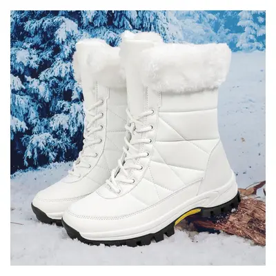 (white, 39) Tuinanle White Ankle Boots Women Winter Shoes Keep Warm Non-slip Black Snow Boots La