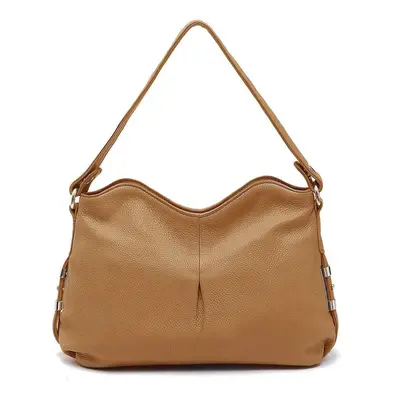 (apricot) Zency Women&apos;s Genuine Leather Bag Vintage Retro Shoulder Bags Female Casual Hobos