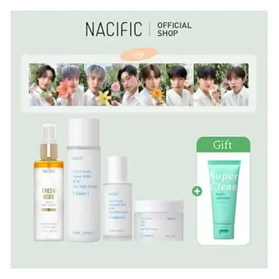 [nacific X Ateez] Flowering Uyu Cream Moisturising Set (5 Skin Care Products) + Ot8 + Postcard +