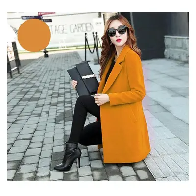 (yellow, XXXXXL) Women Fashion Casual Plus Size Autumn Winter Jacket Warm Elegant Slim Fit Wool 