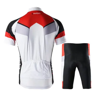 (white, L) Men Breathable Quick Dry Comfortable Clothing Set With Short Sleeve Jersey Padded Sho